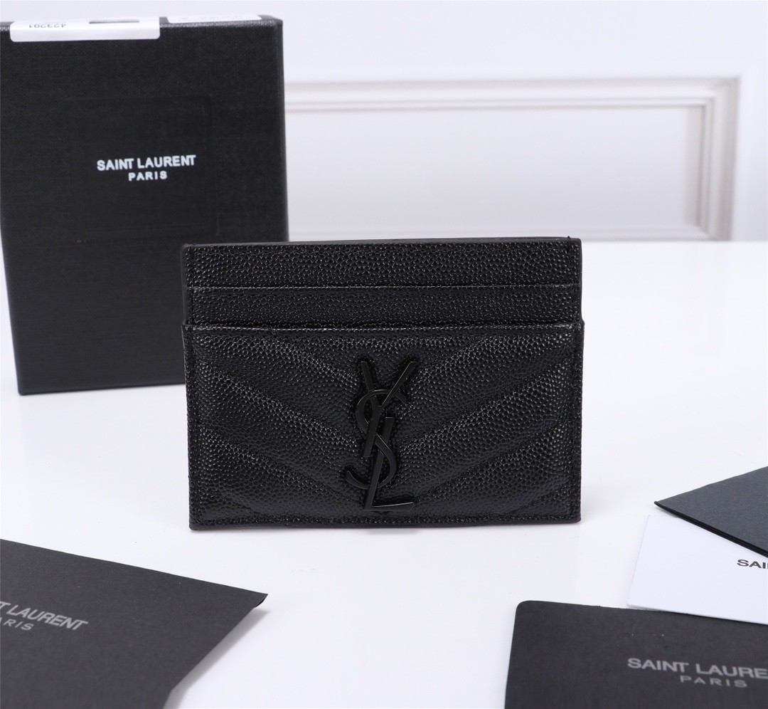 YSL粒面壓花皮革卡片套