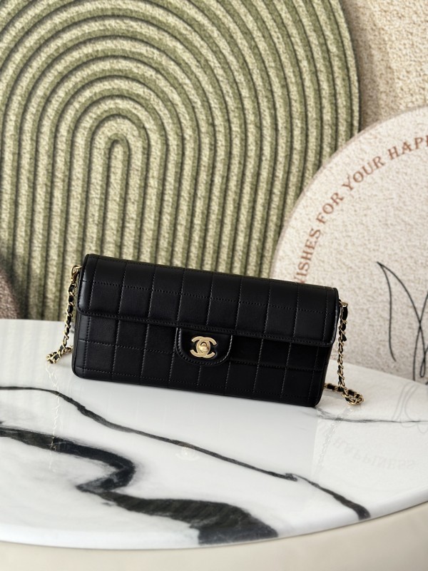 CHANEL 中古冰格羊皮腋下包 黑色