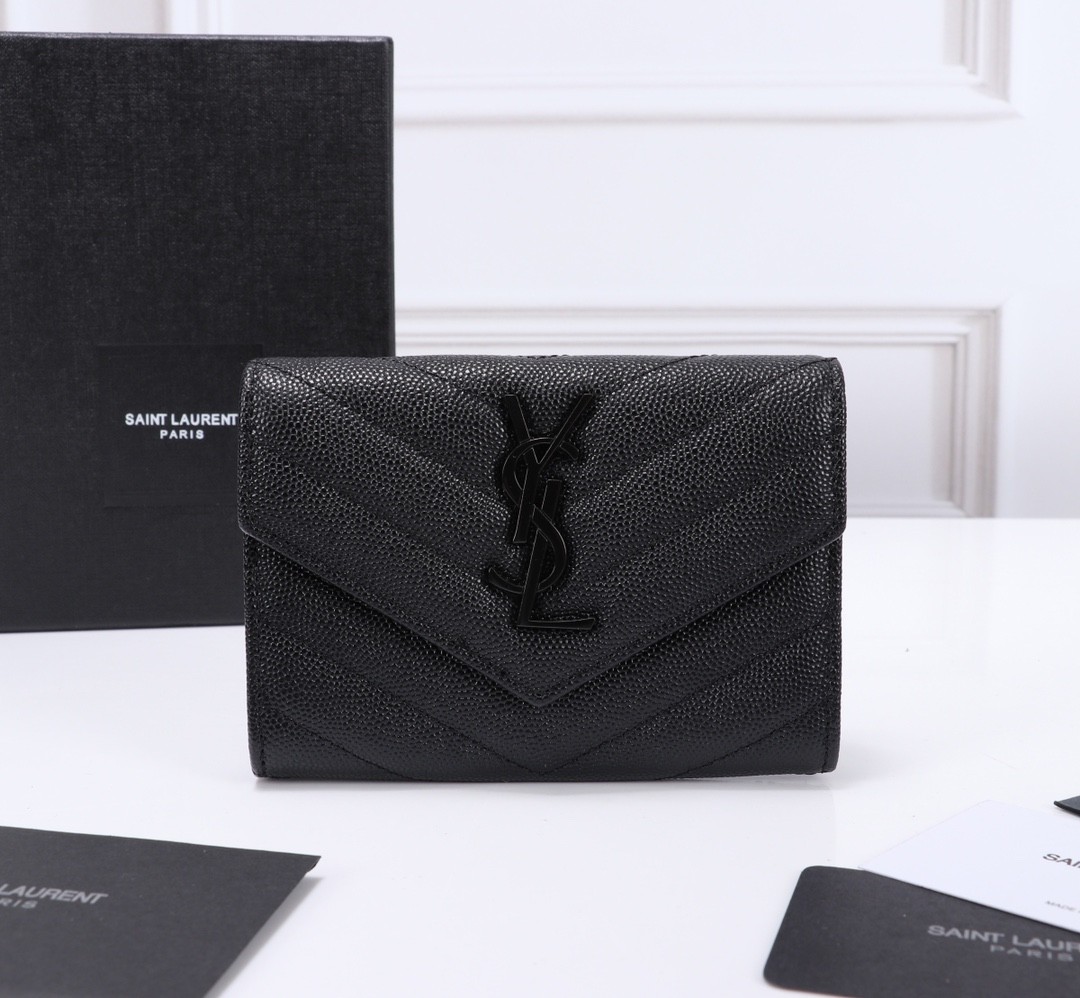 Saint Laurent YSL Monogram Envelope Wallet 經典信封短夾（黑黑款）