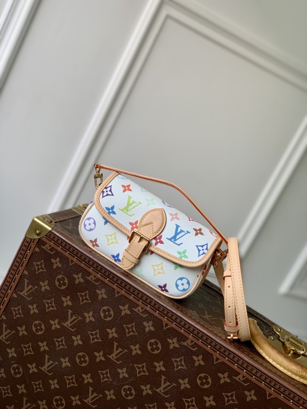 【LOUIS VUITTON】Multicolor Monogram 彩花 Sologne 斜背包｜白底彩印 × 經典皮革滾邊 × 復古限定款